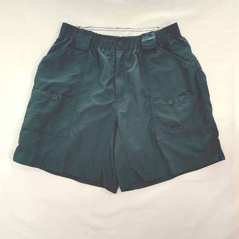 AFTCO Fishing Shorts Mens 36 Blue Green Utility Cargo Outdoor Hiking